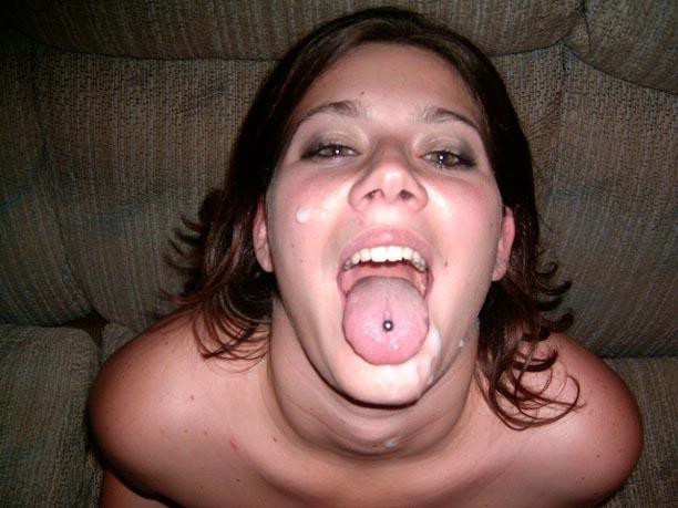 Pierced tongue; Cumshot Hot 