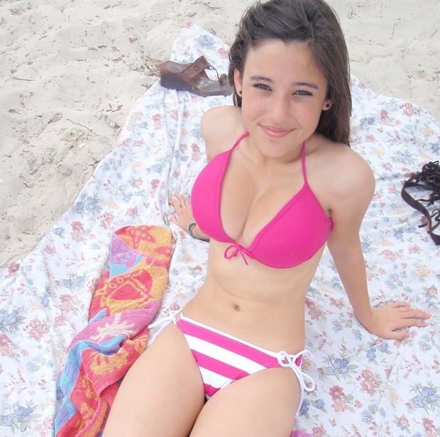 Teen with nice big tits on the beach; Big Tits Non Nude Teen 