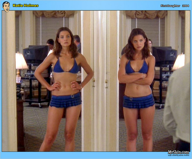 Katie Holmes in her little blue swimsuit; Celebrity 