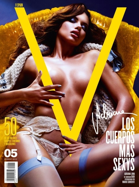 Adriana Lima topless for V photo; Celebrity 