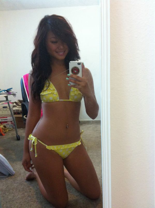 Philippines girlfriend in bikini doing iphone selfshot; Asian Hot 