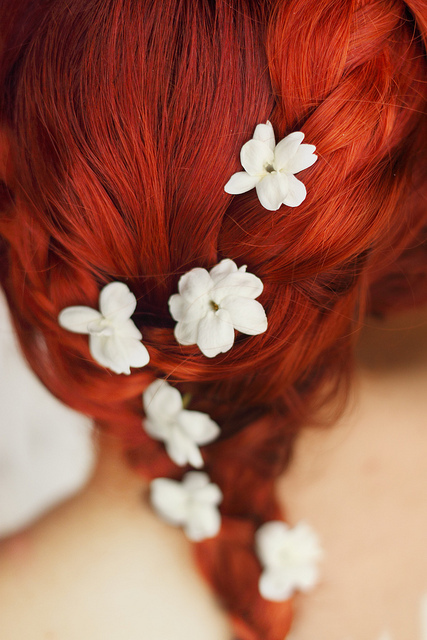 Flowers in the hair, redhead.; Ass Red Head 