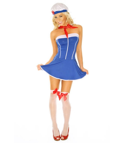 Women Sexy Stewardess Sailor Uniform Costume Q8108(One-piece Dress + Cap + Necktie); Toys Uniform 